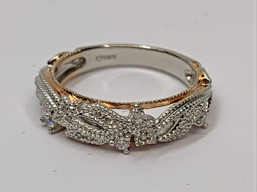 Anello bicolore argento