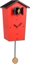 Birdhouse Rosso, Orologio Cucu Design Moderno, Canto Di 12 Uccelli Canori O Cucu