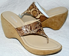 New $139 APEPAZZA Natural Haley Platform Sandals Shoes Snake print leather 8 39