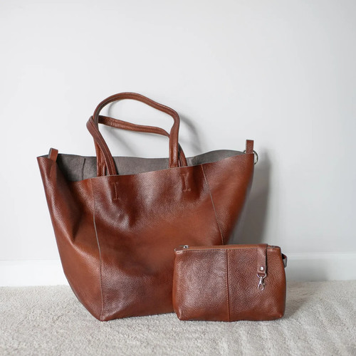 Borsa tote vera - pelle, con