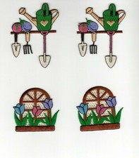 2 APPLICAZIONI TERMOADESIVE RICAMATE PATCH TOPPE FIORI E ORTAGGI DECORAZIONI