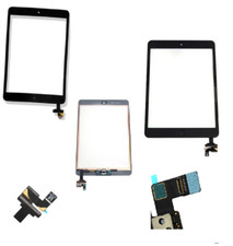 TOUCH SCREEN VETRO iPad Mini 2 A1489 A1490 A1491 TASTO HOME + IC + ADESIVI Nero