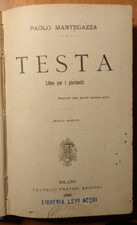 LIBRO ANTICO "TESTA Libro per i giovinetti" di P. Mantegazza Treves 1888 MILANO