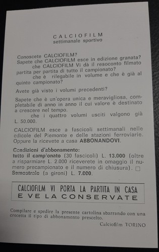 Cartolina calciofilm sargraf - calciofilm, x