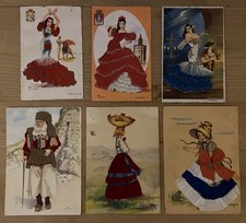 Lotto n.6 cartoline antiche RICAMATE - viaggiate e non