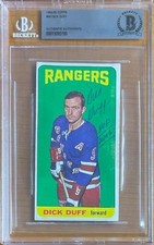 DICK DUFF NY RANGERS FIRMATO