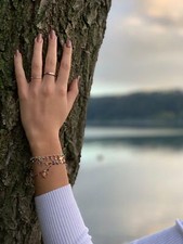 Steel ring, colored beaded