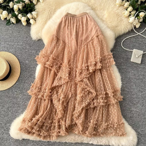 Gonna tulle cachi lunga - gonna,