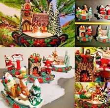 ?Set 2 Christmas Plastic Diorama Decorations 90s Original Natale Addobbi