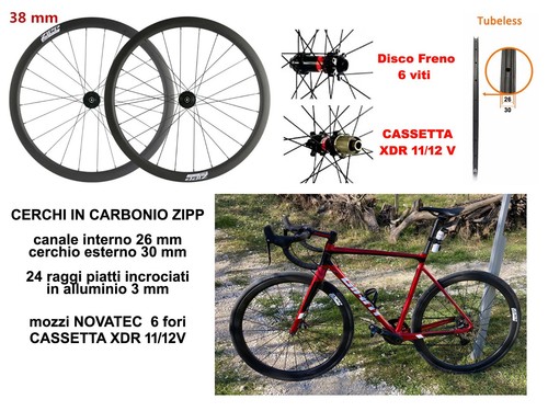 Coppia cerchi zipp carbonio - carbonio, 38