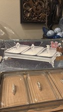 Servizio buffet triplo piatto International silver co con inserti in vetro