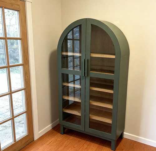 New green accent - cabinet, glass