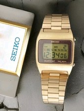 VINTAGE 1975  Quarzo Seiko LCD M154-4018 Gold Like New