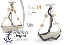 BARCA VELIERO DECORATIVA LEGNO