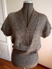 Maglione donna Alviero Martini gilet marrone mélange misto mohair viscosa nuovo