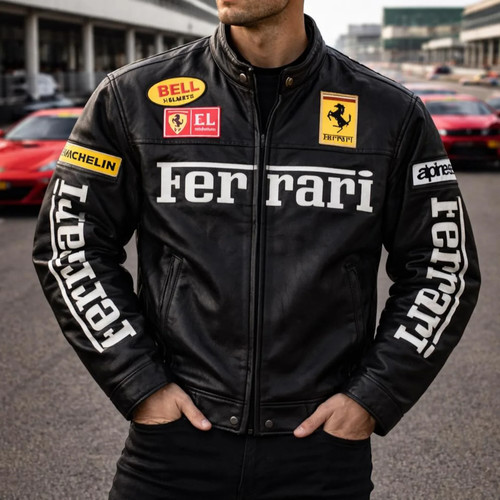 Giacca ferrari racing pelle - f1,