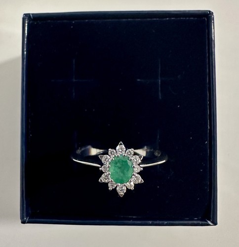 Anello smeraldo diamanti - smeraldo, oro