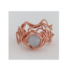 anello handmade rame e pietra azzurra boho chic bigiotteria artigianale regalo