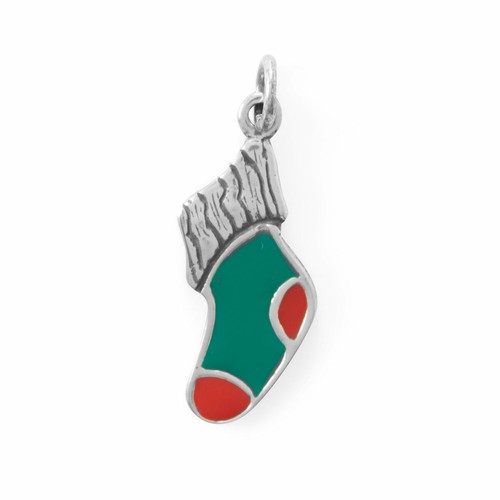 Charm calza smaltata argento - calza,