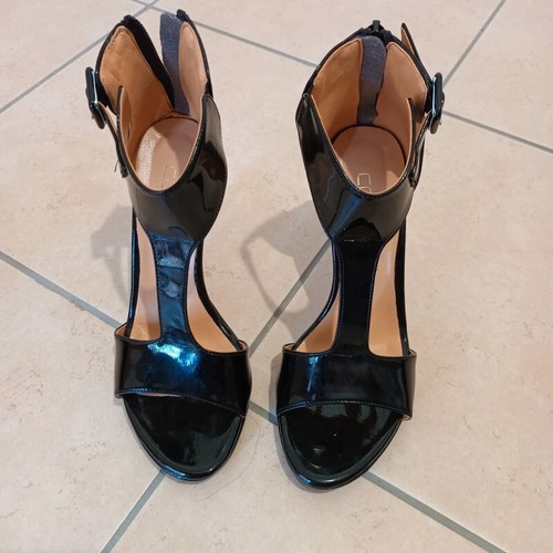 Sandali nero lucido tacco - , 12
