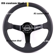 Volante sportivo SPARCO 350 mm in pelle piatto profondo adatto per mozzo MOMO OMP NRG HKB