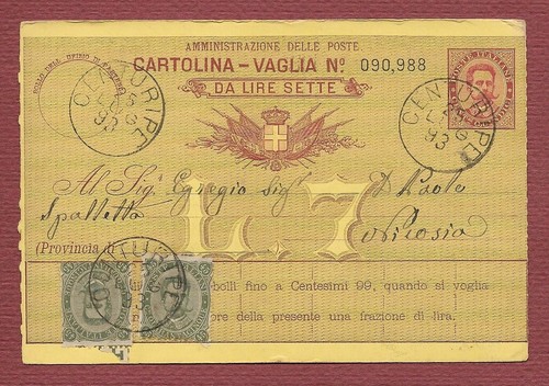 Cartolina vaglia da - l.7,