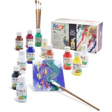 Primo Box 11 Colori Acrilici Ml 125 + 1 Vernice Lucida + 5 Pennelli + 2 Cartone