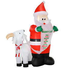 HOMCOM Babbo Natale Gonfiabile 180cm con Capretta Luci LED Decorazione Natalizia