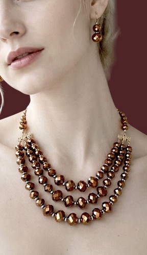 Collana multifilo strati - strati, vetro
