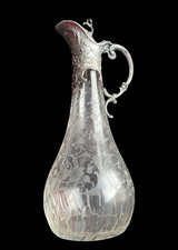 ? Caraffa Brocca Primi 900 Vetro Soffiato Metallo Argentato Vintage Francia