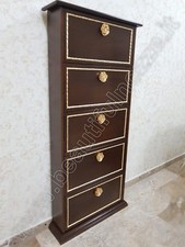 SCARPIERA IN LEGNO 5 CASSETTI DECORO NOCE E FOGLIA ORO