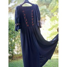 ABITO TIROLESE BLU RICAMATO LINO tg.44/46 it.