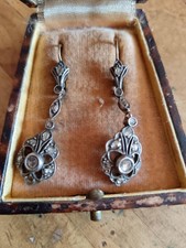 orecchini pendenti in oro, argento e diamanti antichi del 900