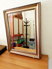 Grande specchio antico molato e incorniciato vintage