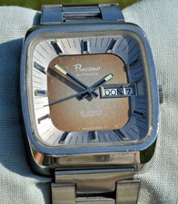 Orologio Acciaio Flucano Automatic Day-Date Incabloc Cassa Televisore anni '70