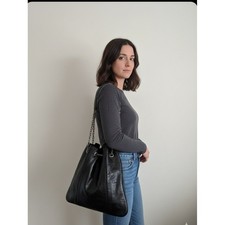 ZARA Black Leather Drawstring