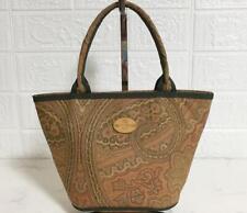 Borsa ETRO autentica Paisley borsa tote a mano marrone usata dal Giappone