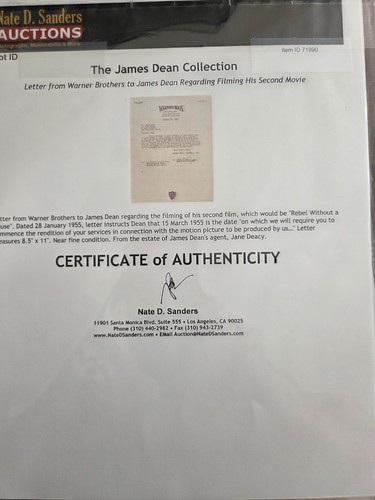 James dean personal warner - dean's,