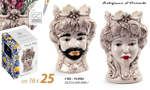 Coppia vaso testa moro uomo - testa,