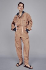 Tuta calda BASSIKE tuta intera marrone scuro cotone organico zip cargo taglia...