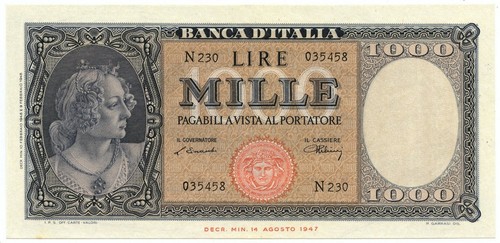 1000 lire italia ornata - 1000, di