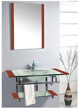 MOBILE ARREDO BAGNO COMPLETO PENSILE 100 CM VETRO LAVABO SPECCHIO RUBINETTO ITA