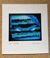 BERND KRACKE MEDIA GAMES PRINT ORIGINAL SIGNED CAR EYES LITHOGRAPH ART FACE