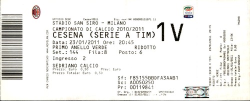 Biglietto calcio serie - biglietto, milan