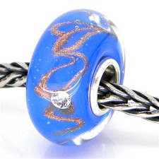 PERLINA VETRO DI MURANO AUTENTICA ARGENTO STERLING 925 QUERCIA CIONDOLO EUROPEO PERLINE 3118