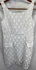 Abito donna Tiana B nuovo senza etichette 10 bianco foderato pizzo lunghezza ginocchio senza maniche