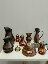 Lotto piatti, brocche, vasi in rame e metallo. Oggetti rari e vintage