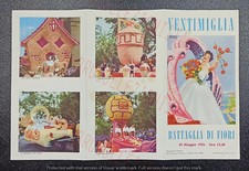 Programma Sfilata Carnevale Carri Battaglia dei Fiori Ventimiglia XXmiglia 1954