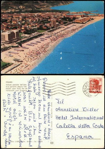 Cartolina pesaro veduta aerea - pesaro,