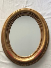 Specchio Ovale Vintage da Parete – Cornice in Legno Dorato a Foglia Oro